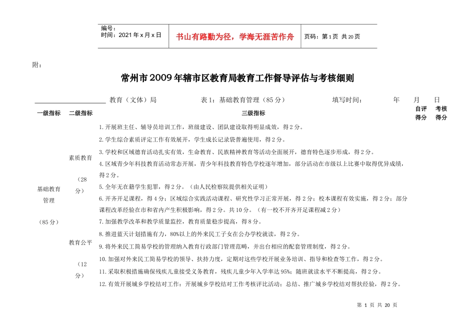 某教育局教育工作督导评估与考核细则_第1页