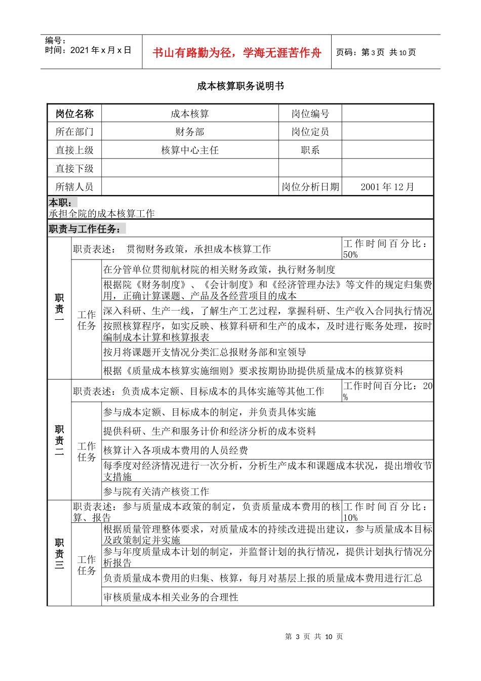财务部职位说明书_第3页