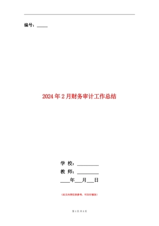 2024年2月财务审计工作总结