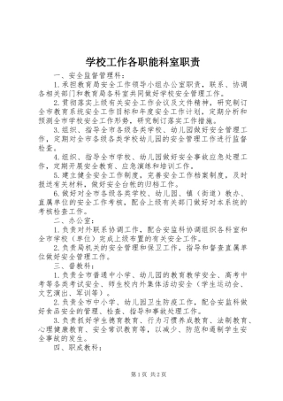 学校工作各职能科室职责要求 