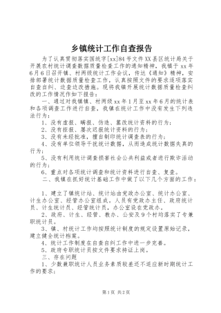 乡镇统计工作自查报告 