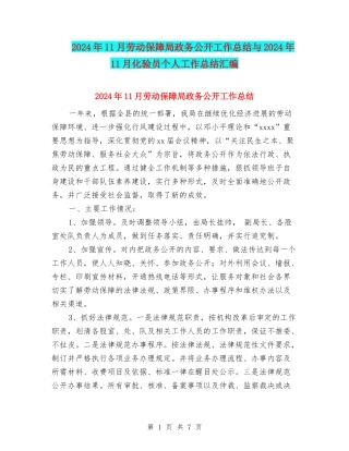 2024年11月劳动保障局政务公开工作总结与2024年11月化验员个人工作总结汇编