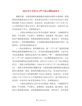 2024年5月学习三严三实心得体会范文