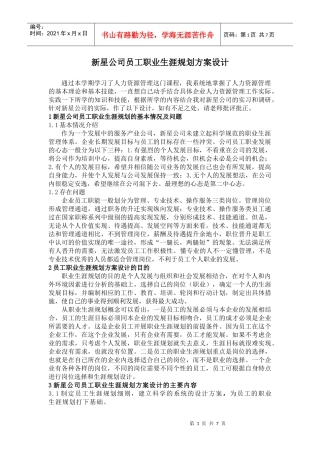 新星公司员工职业生涯规划方案设计