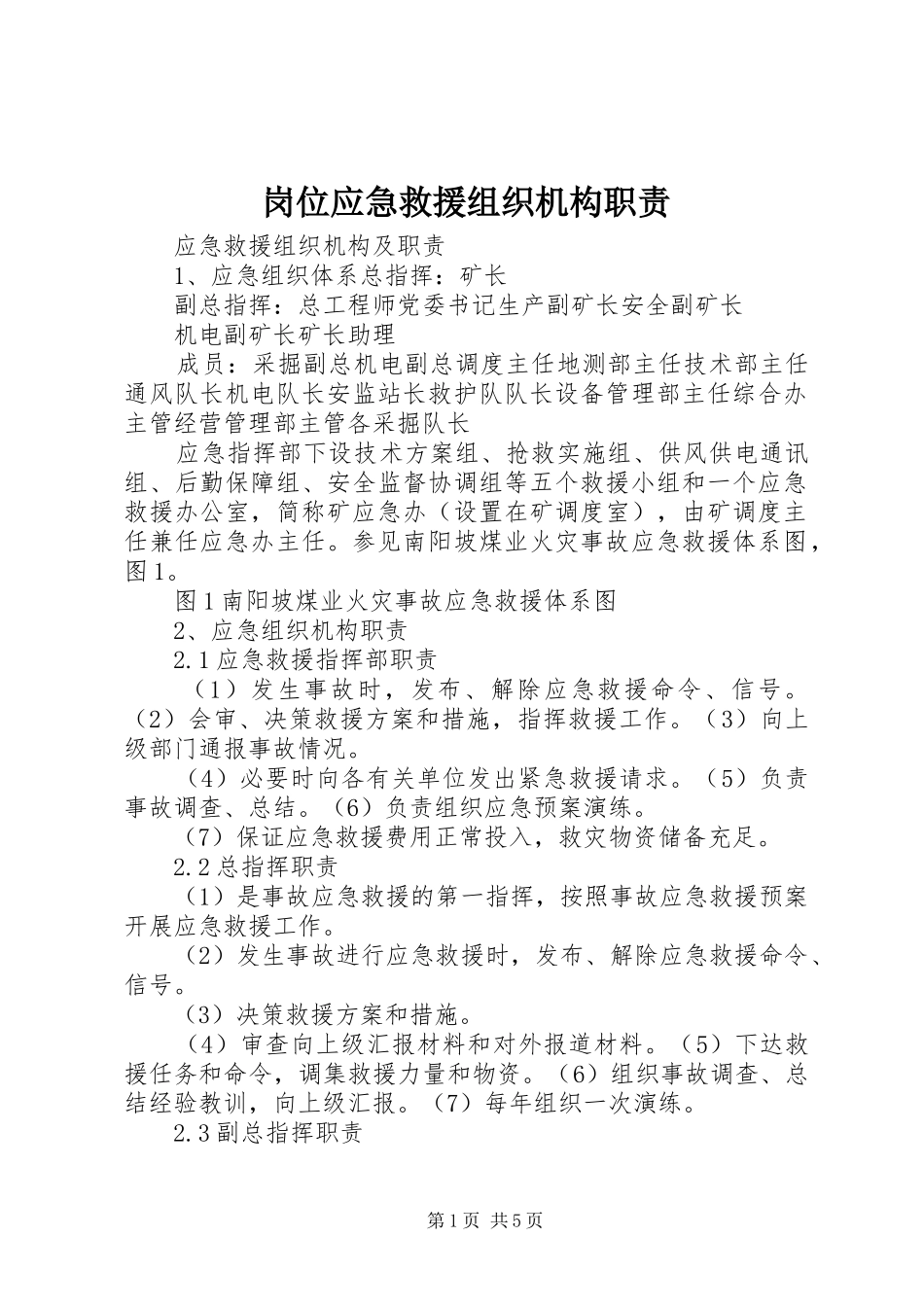 岗位应急救援组织机构职责要求_第1页