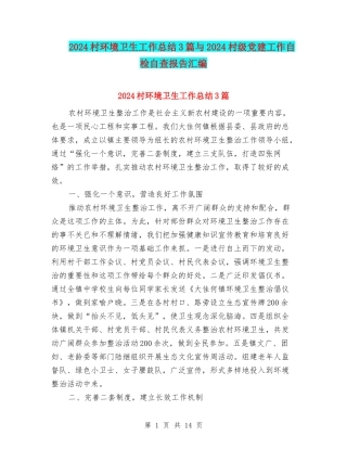 2024村环境卫生工作总结3篇与2024村级党建工作自检自查报告汇编
