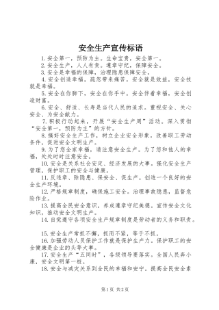 安全生产宣传标语大全(24)