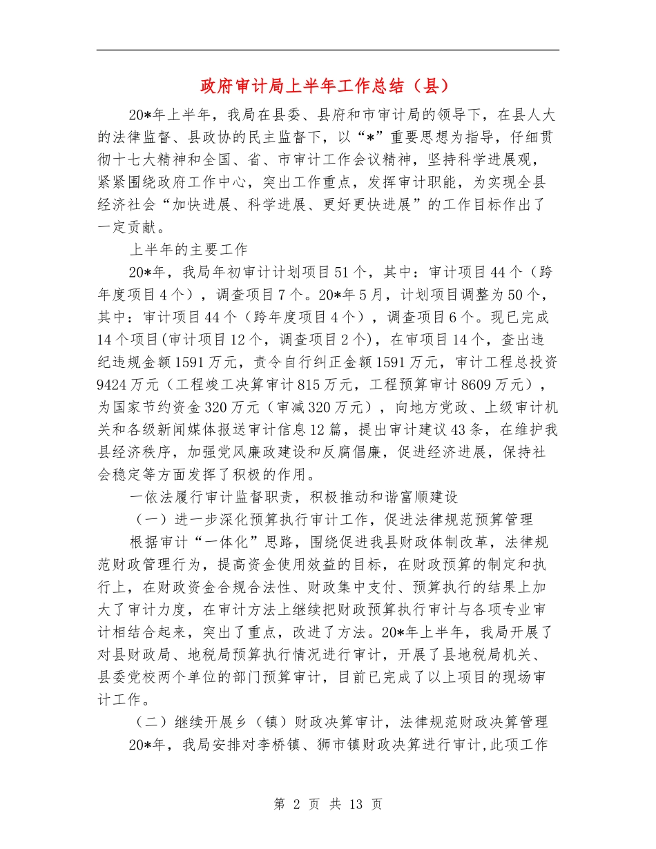 政府审计局上半年工作总结_第2页