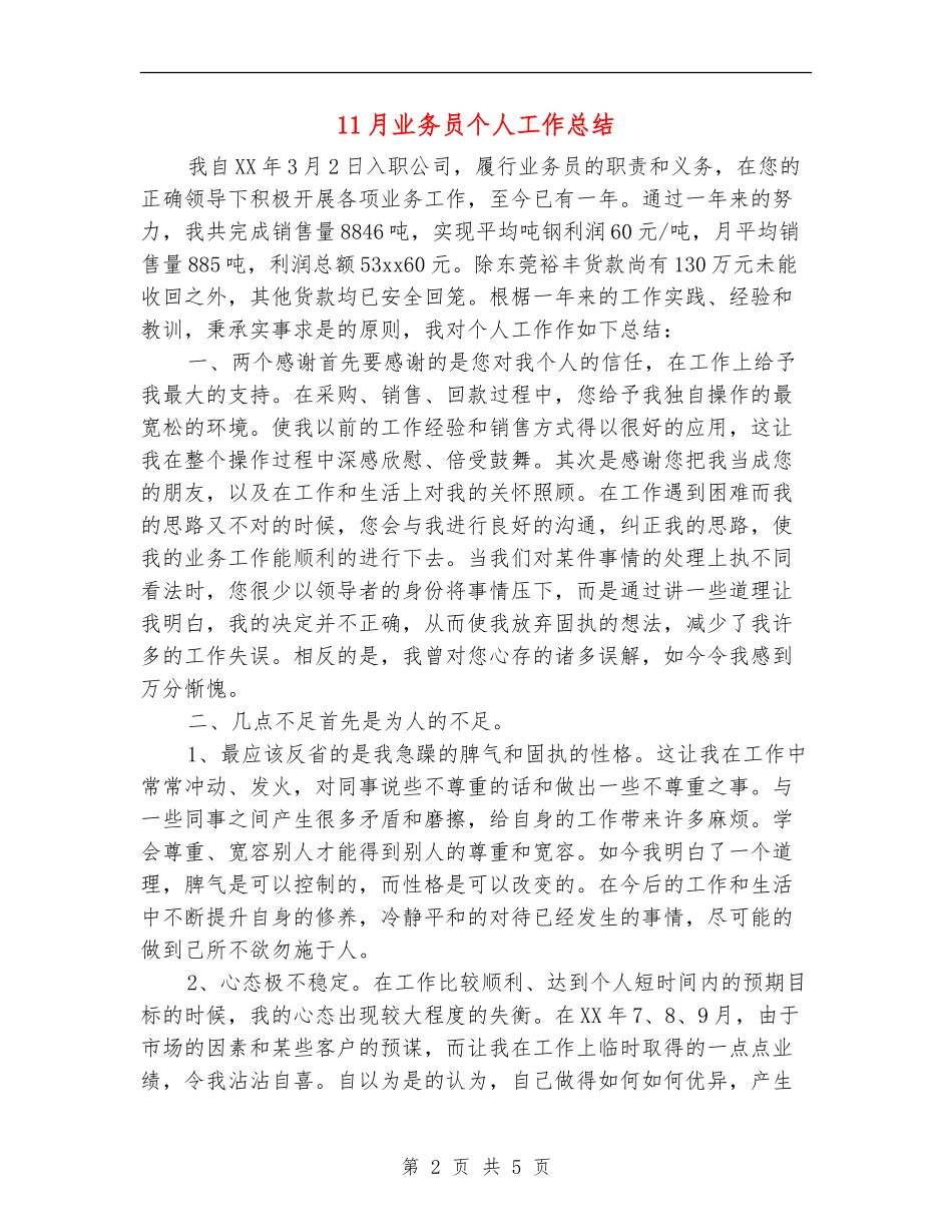11月业务员个人工作总结_第2页