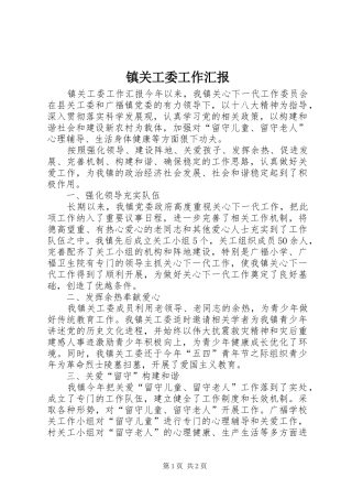 镇关工委工作汇报 