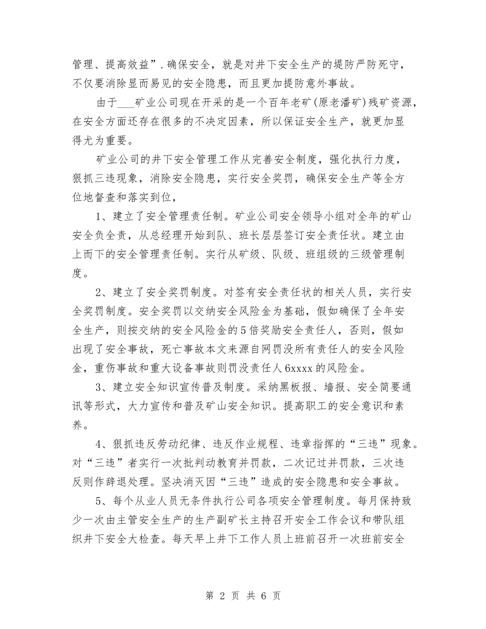 2024年矿业公司年终工作总结与2024年矿井安全生产工作总结范文汇编_第2页