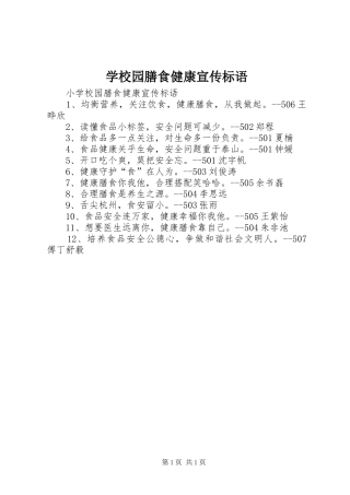 学校园膳食健康宣传标语大全