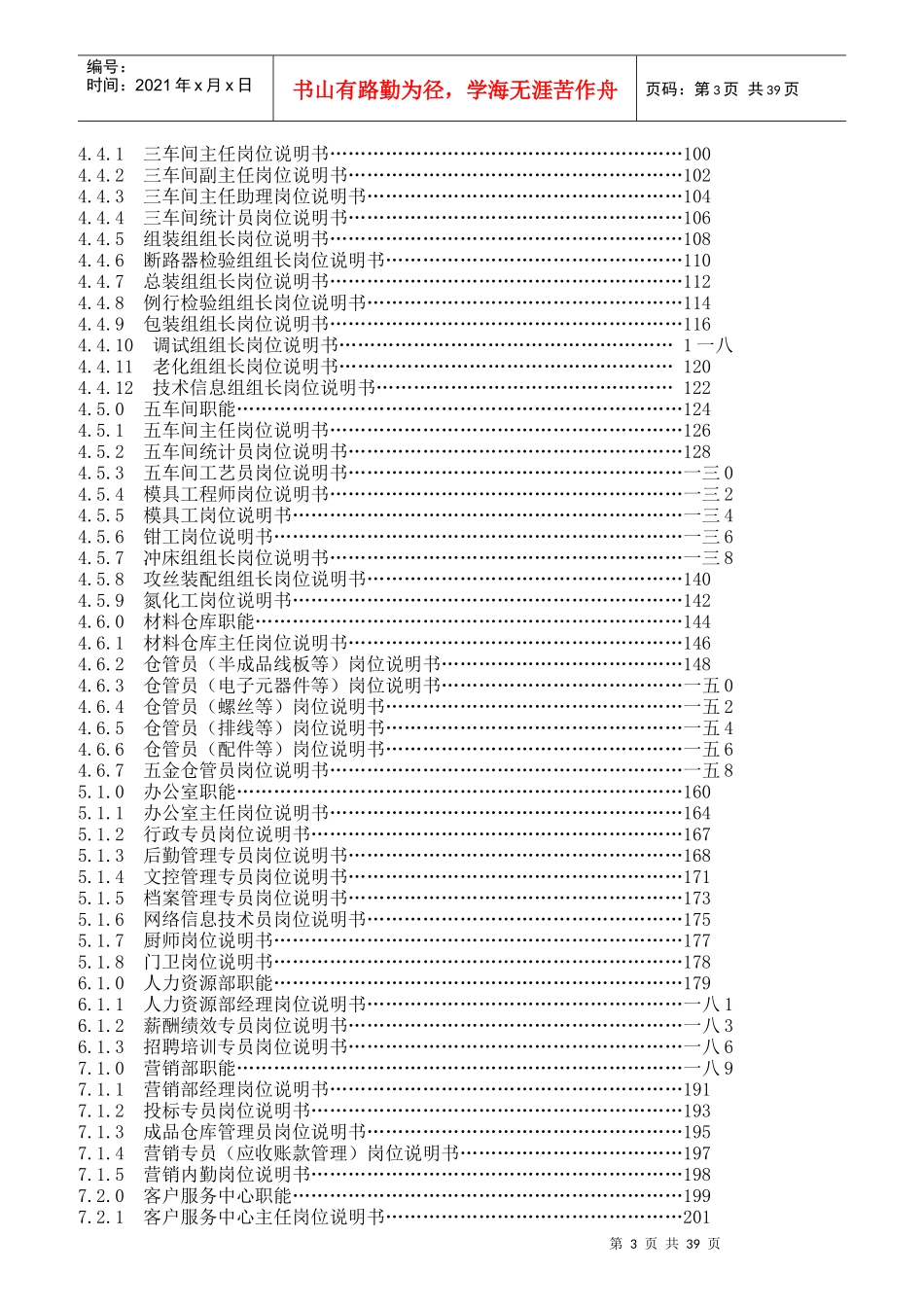 某公司人力资源部门职能及岗位说明书_第3页