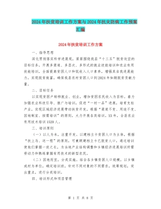 2024年扶贫培训工作方案与2024年抗灾防病工作预案汇编