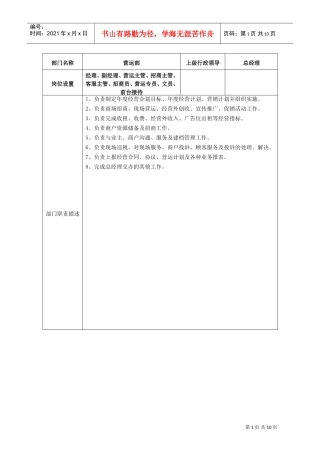 营运部岗位说明书(DOC10页)