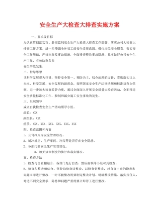《安全管理文档》之安全生产大检查大排查实施方案 