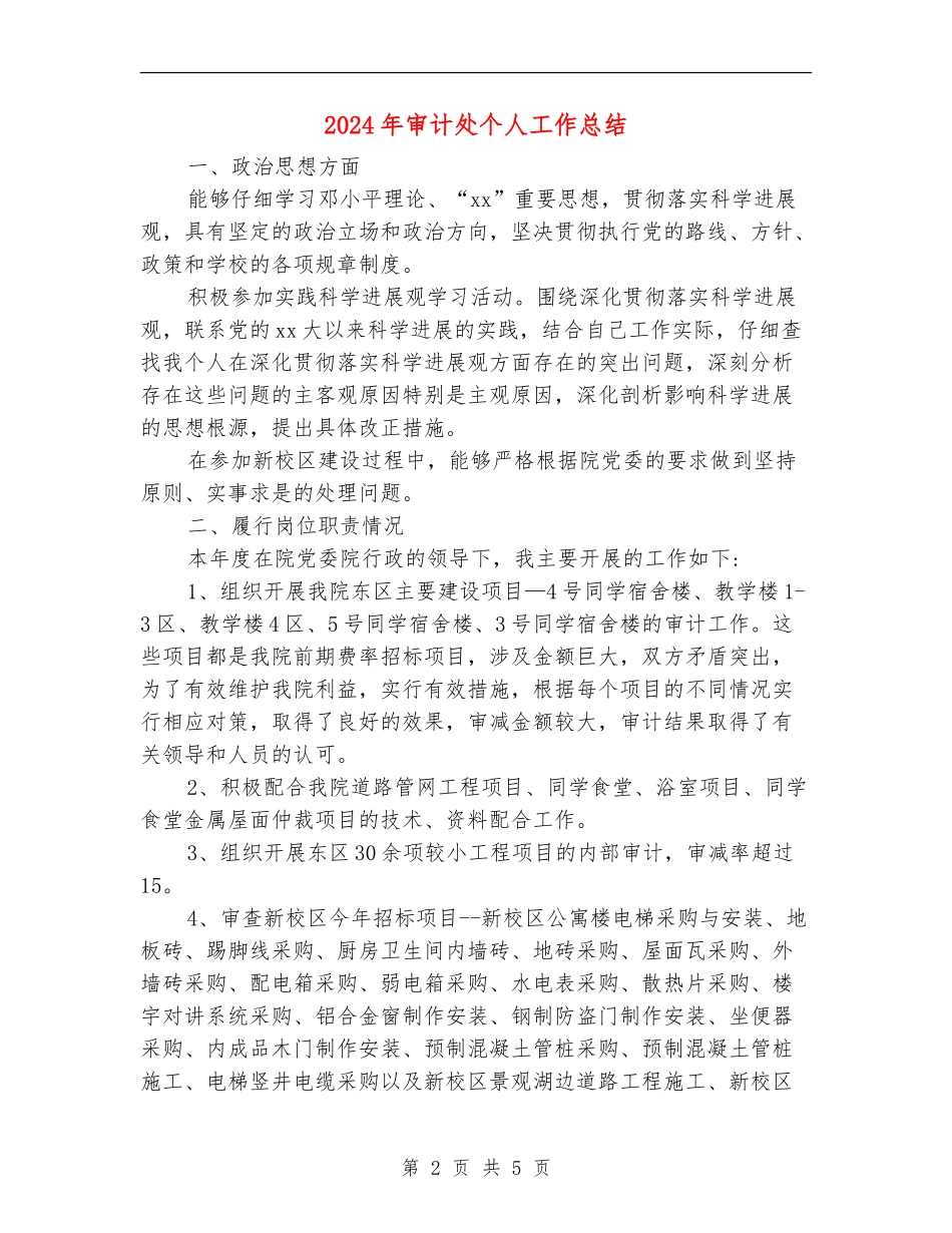 2024年审计处个人工作总结_第2页