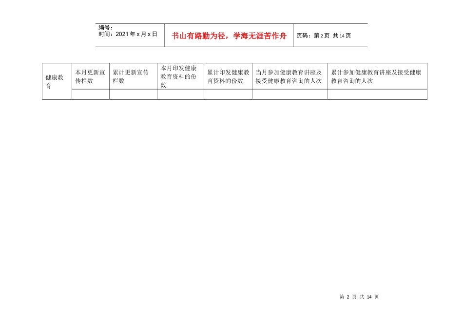 辛义乡卫生院徐村分院健康档案月报表_第2页