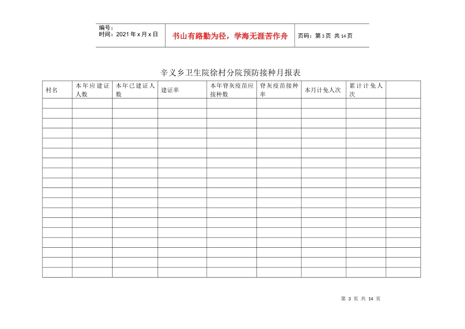辛义乡卫生院徐村分院健康档案月报表_第3页