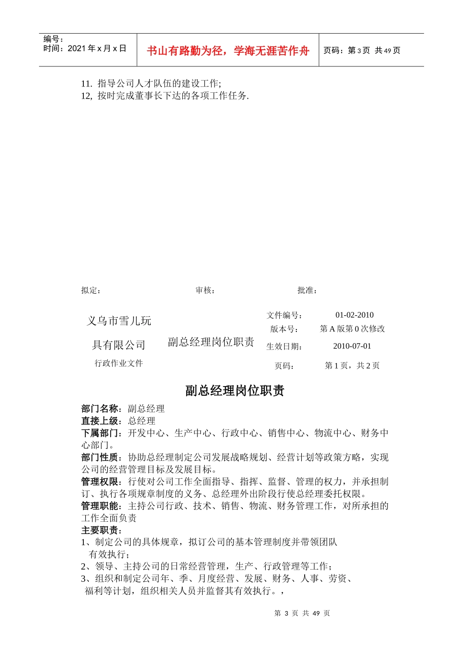 某玩具制造公司职位说明书汇编_第3页
