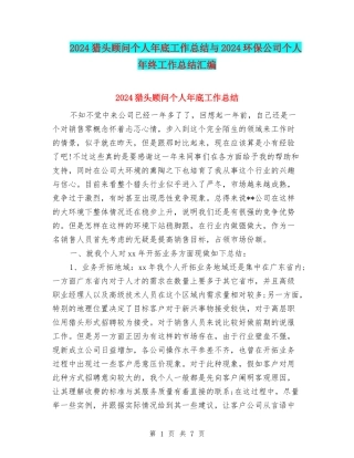 2024猎头顾问个人年底工作总结与2024环保公司个人年终工作总结汇编