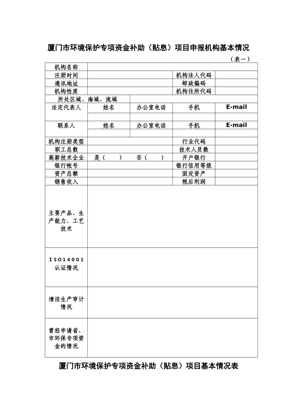厦门市环境保护专项资金补助（贴息）项目申报表-厦门_第2页