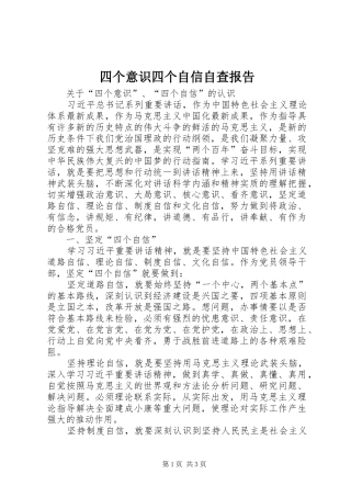 四个意识四个自信自查报告 