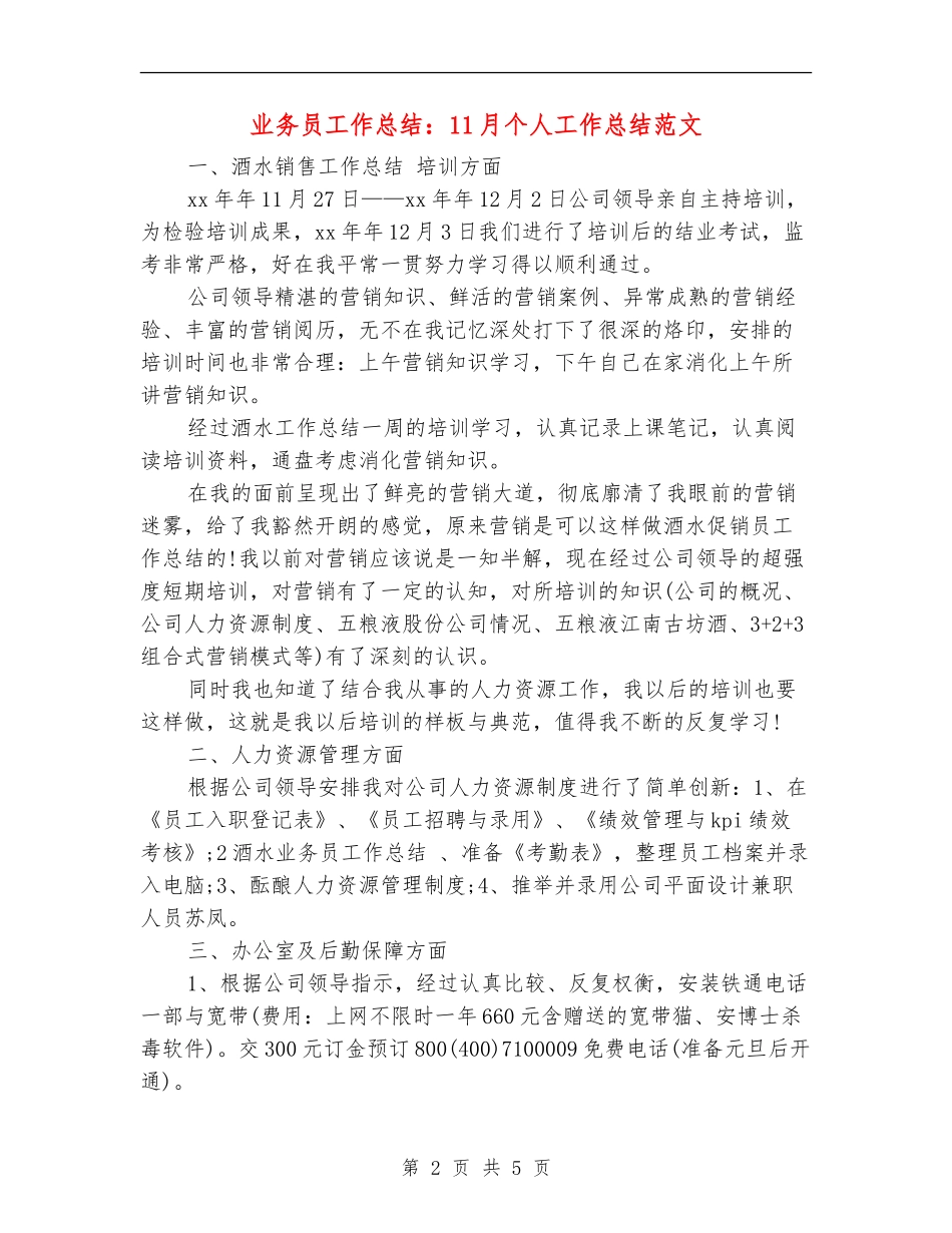 业务员工作总结：11月个人工作总结范文_第2页