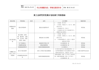 某工业研究所发展计划处部门考核指标