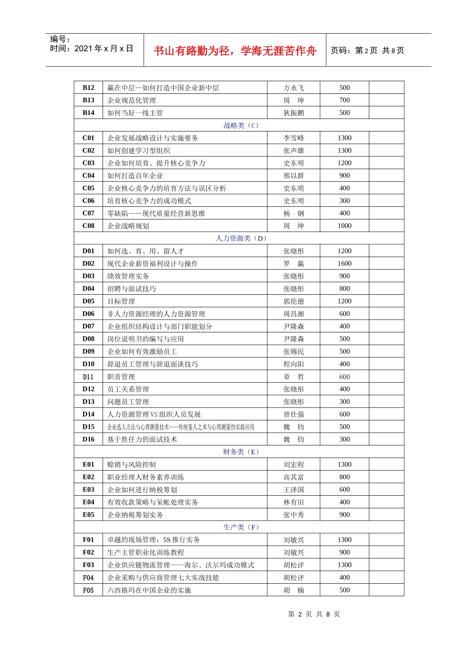 时代光华管理培训课程目录_第2页