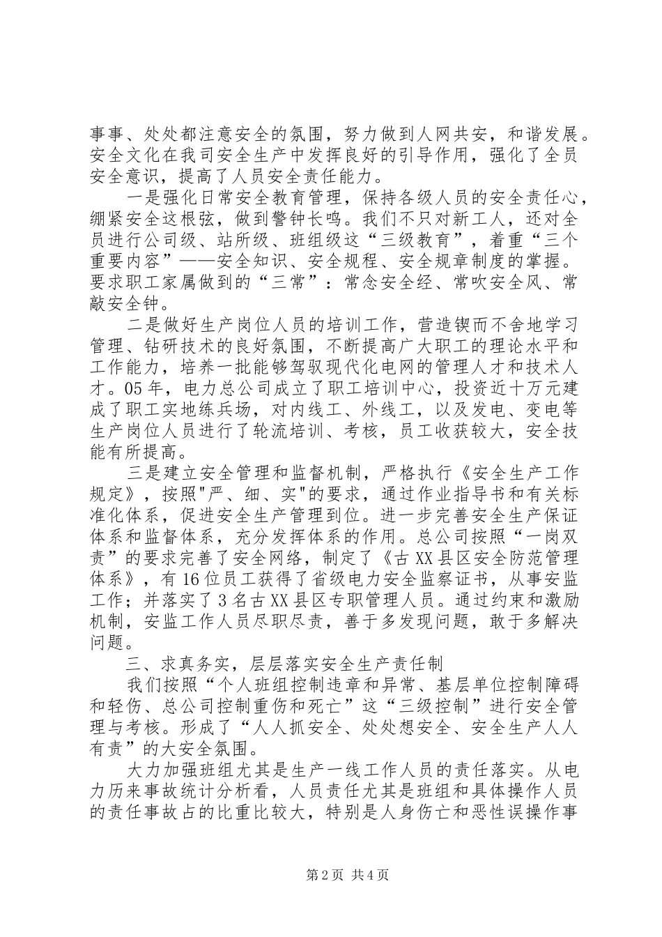 市电力总公司安全工作经验汇报 _第2页