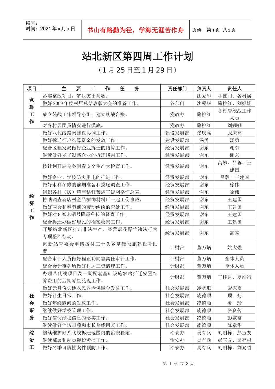 站北新区第四周工作计划_第1页