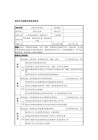 航材院宣传文化部部长职务说明书