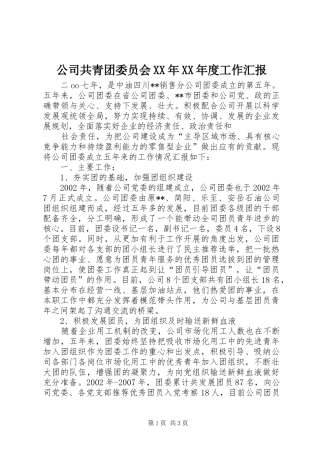 公司共青团委员会XX年XX年度工作汇报 