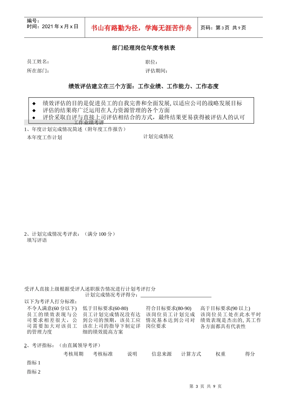 某体育用品公司绩效考核表全套_第3页