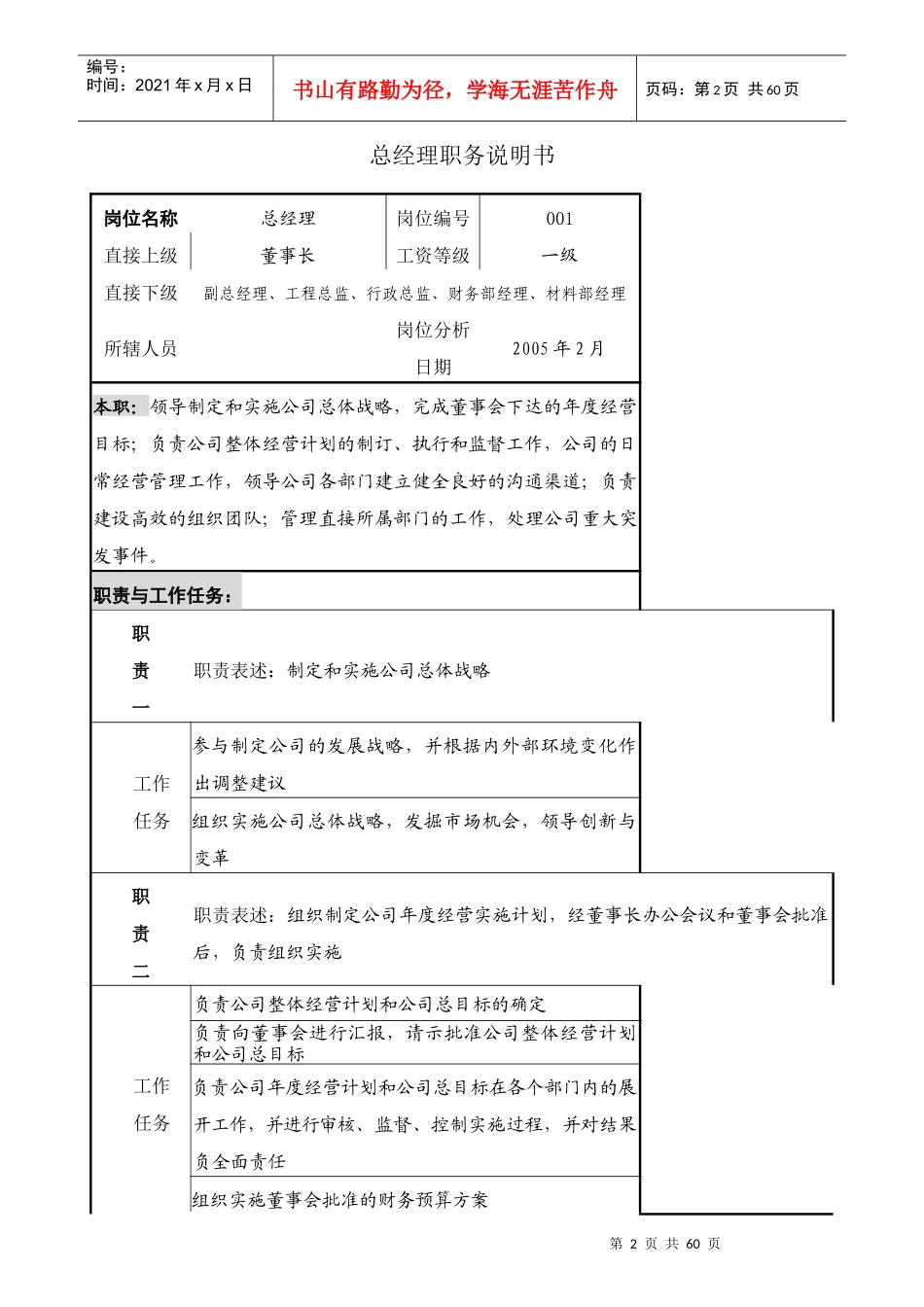 开发有限公司职位说明书_第2页