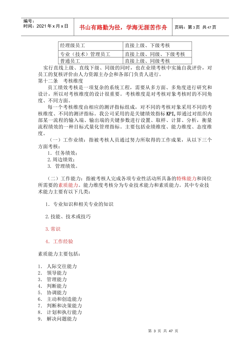 某某有限公司员工绩效考核方案(DOC_48页)_第3页