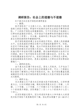 调研报告：社会上的道德与不道德 