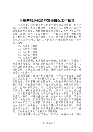 乡镇基层块状经济发展情况工作报告 