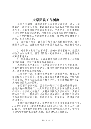 大学团委工作规章制度