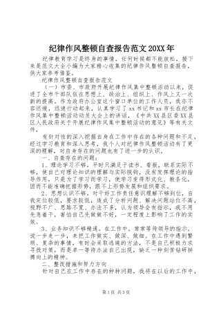 纪律作风整顿自查报告范文20XX年