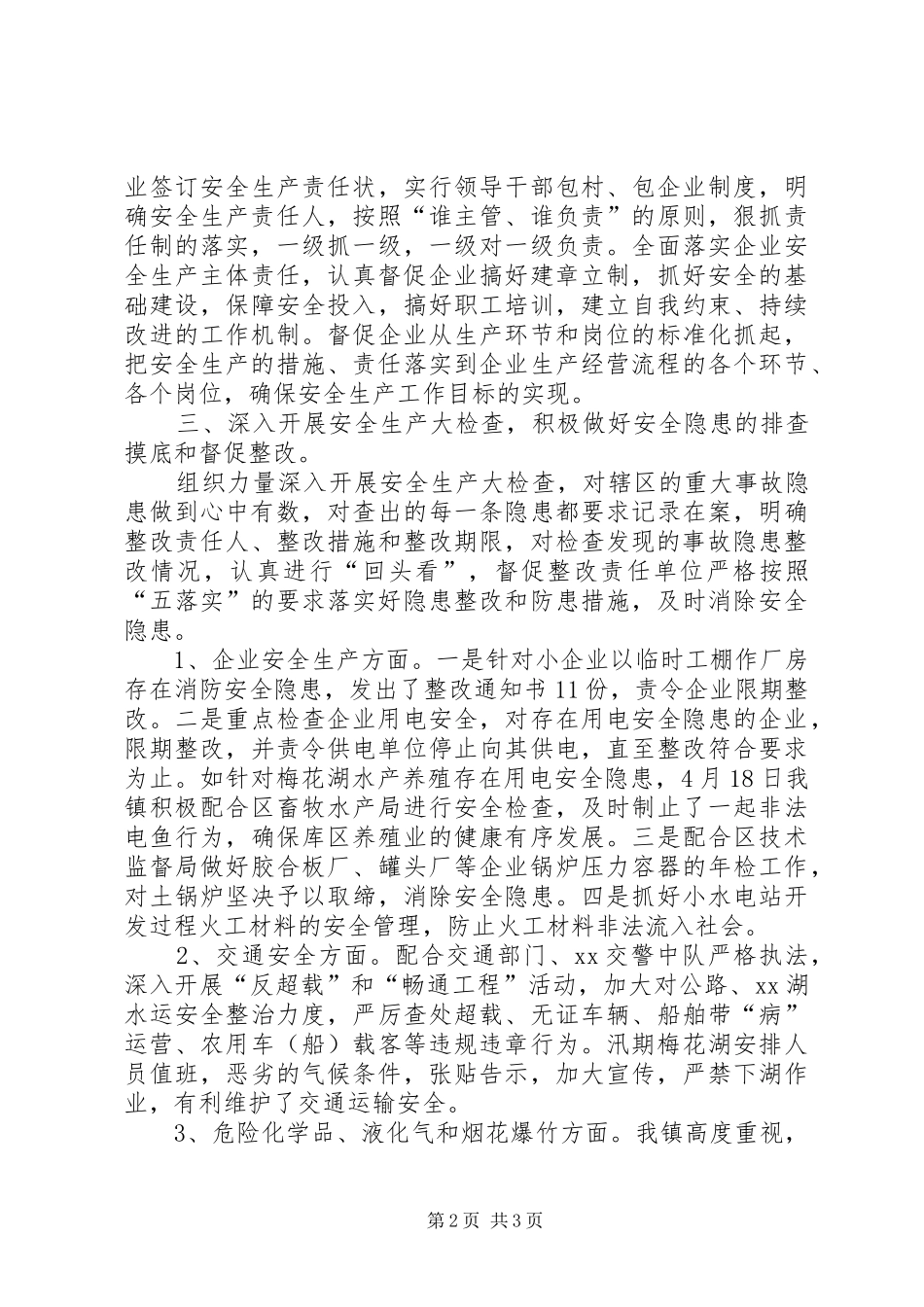 乡镇安全生产大检查的情况汇报 _第2页