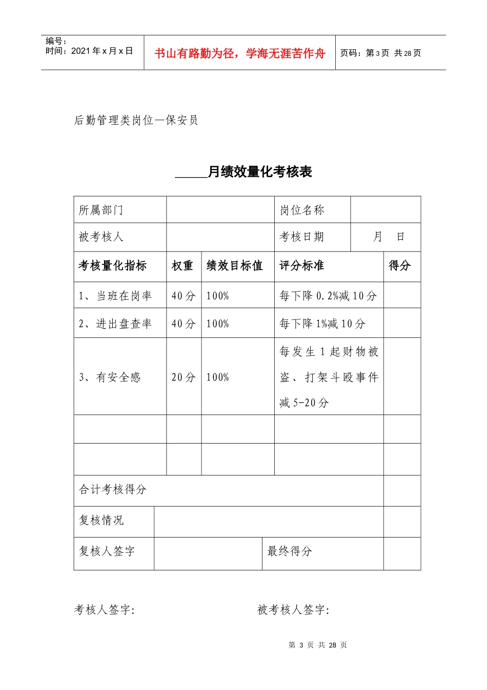月度绩效量化考核表_第3页