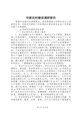 市新农村建设调研报告 