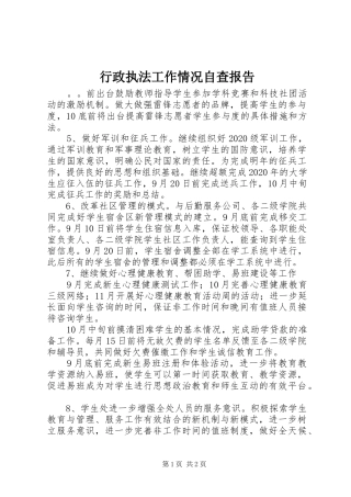 行政执法工作情况自查报告 