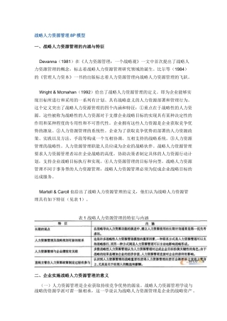 战略人力资源管理的P模型