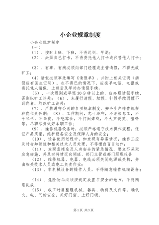 小企业规章规章制度 