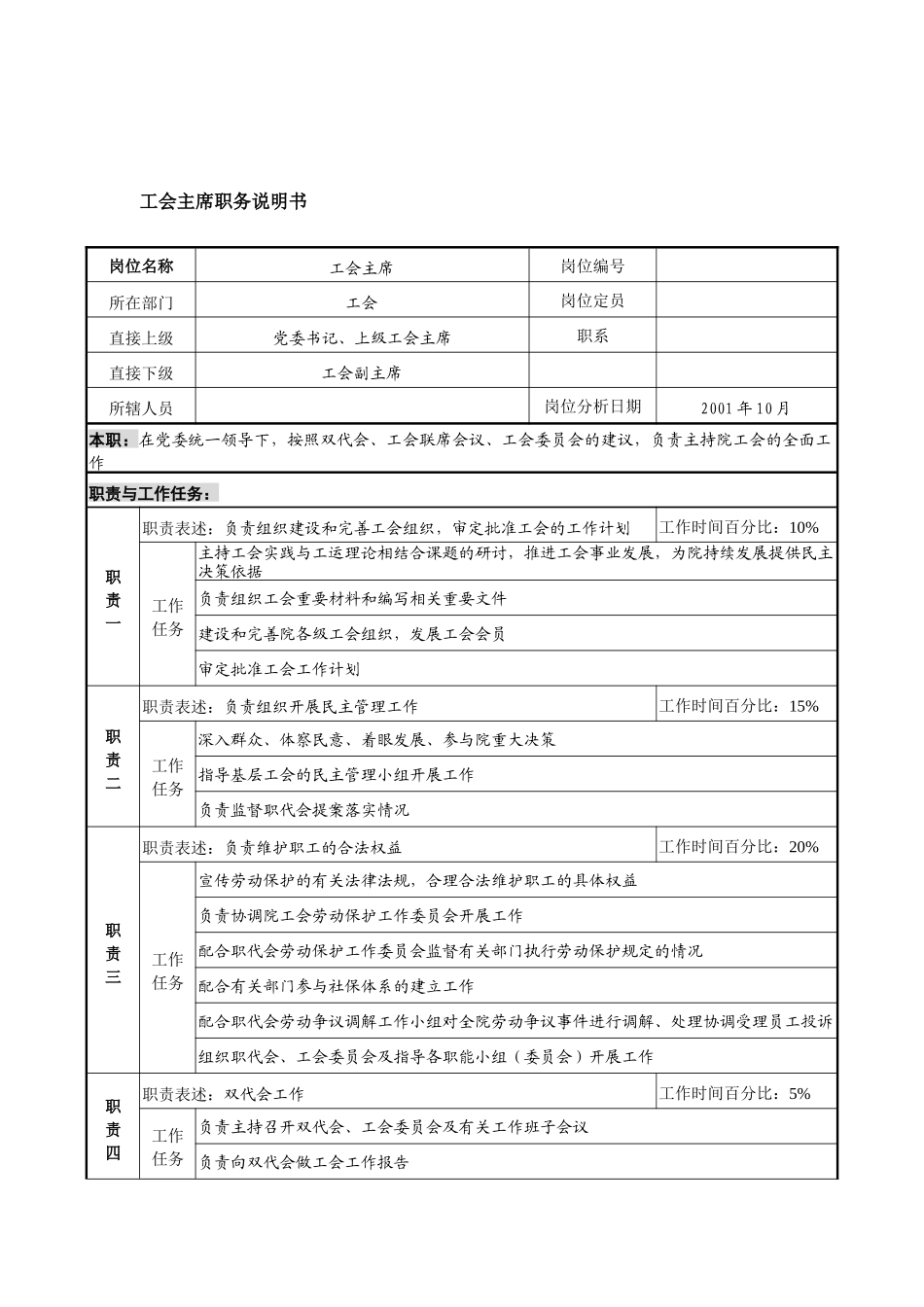 航材院工会主席职务说明书_第1页