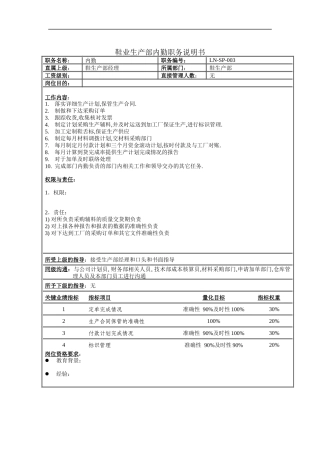 鞋业生产部内勤职务说明书