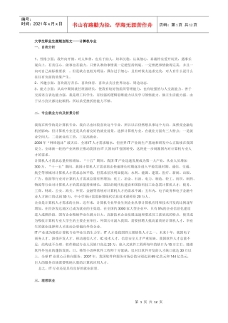 职业生涯规划模板_计算机专业